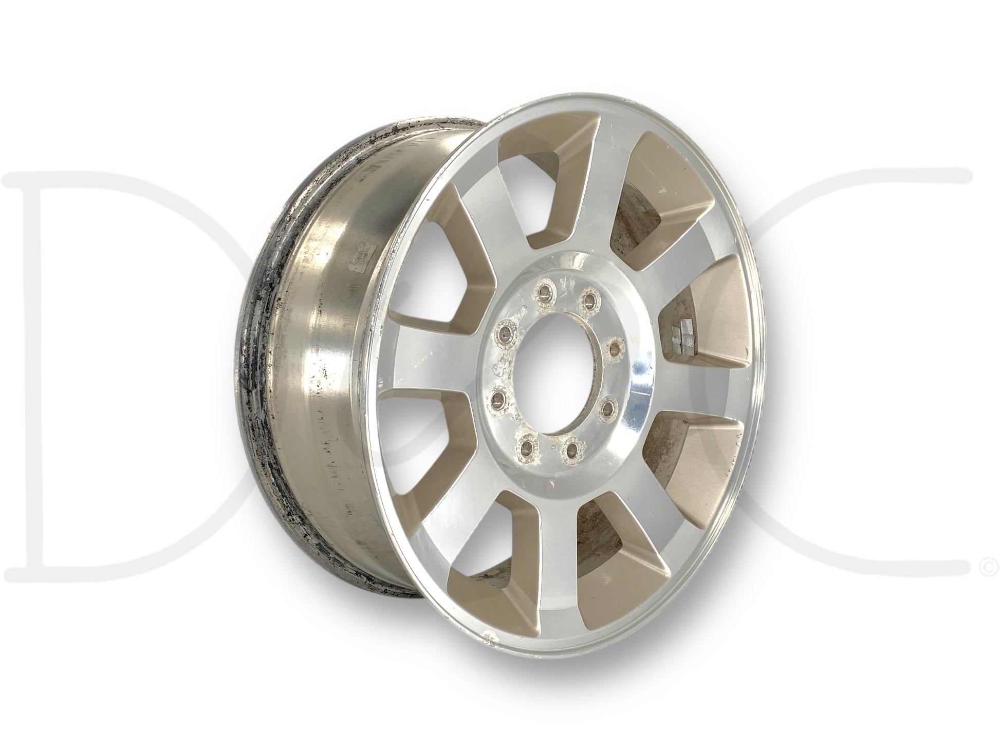 08-10 Ford F250 F350 King Ranch 8 Spoke 20" Wheel 20X8 Rim OE 7C34-1007-Db used alloy rim with light wear, surface blemishes, and scratches, compatible with 2008 Ford F-250 King Ranch 6.4L Powerstroke and fitment range from 2005 to 2022 F-250 and F-350 Super Duty trucks.