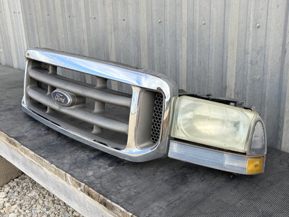 99-04 Ford F250 F350 Excursion Header Panel Green W/ Chrome/Tan Grill