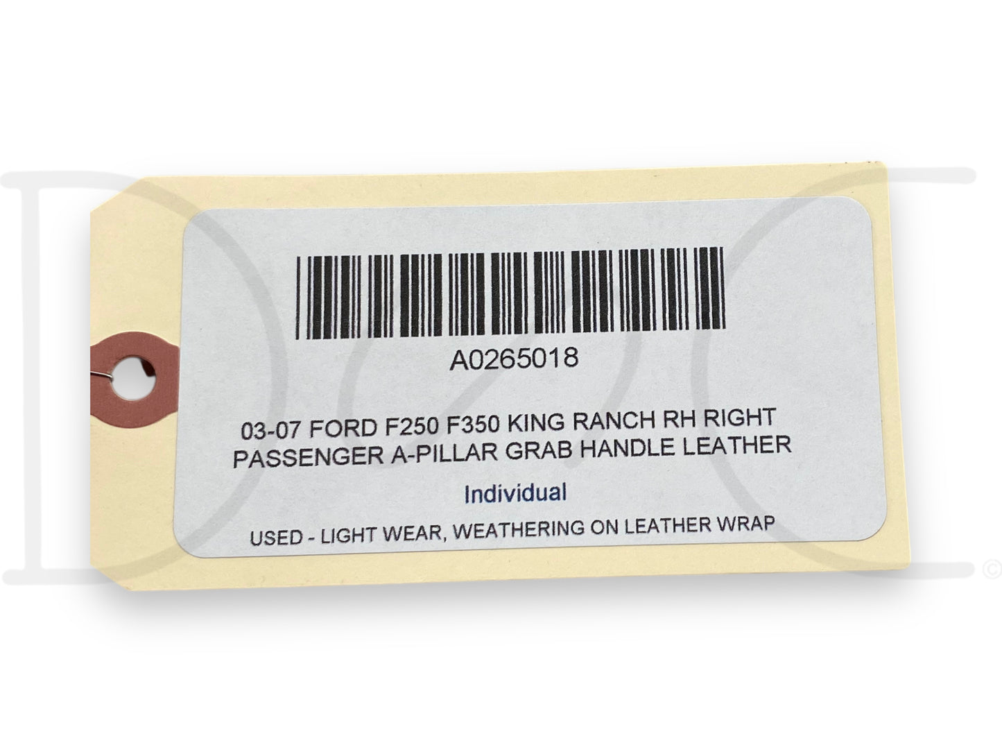 03-07 Ford F250 F350 King Ranch RH Right Passenger A-Pillar Grab Handle Leather