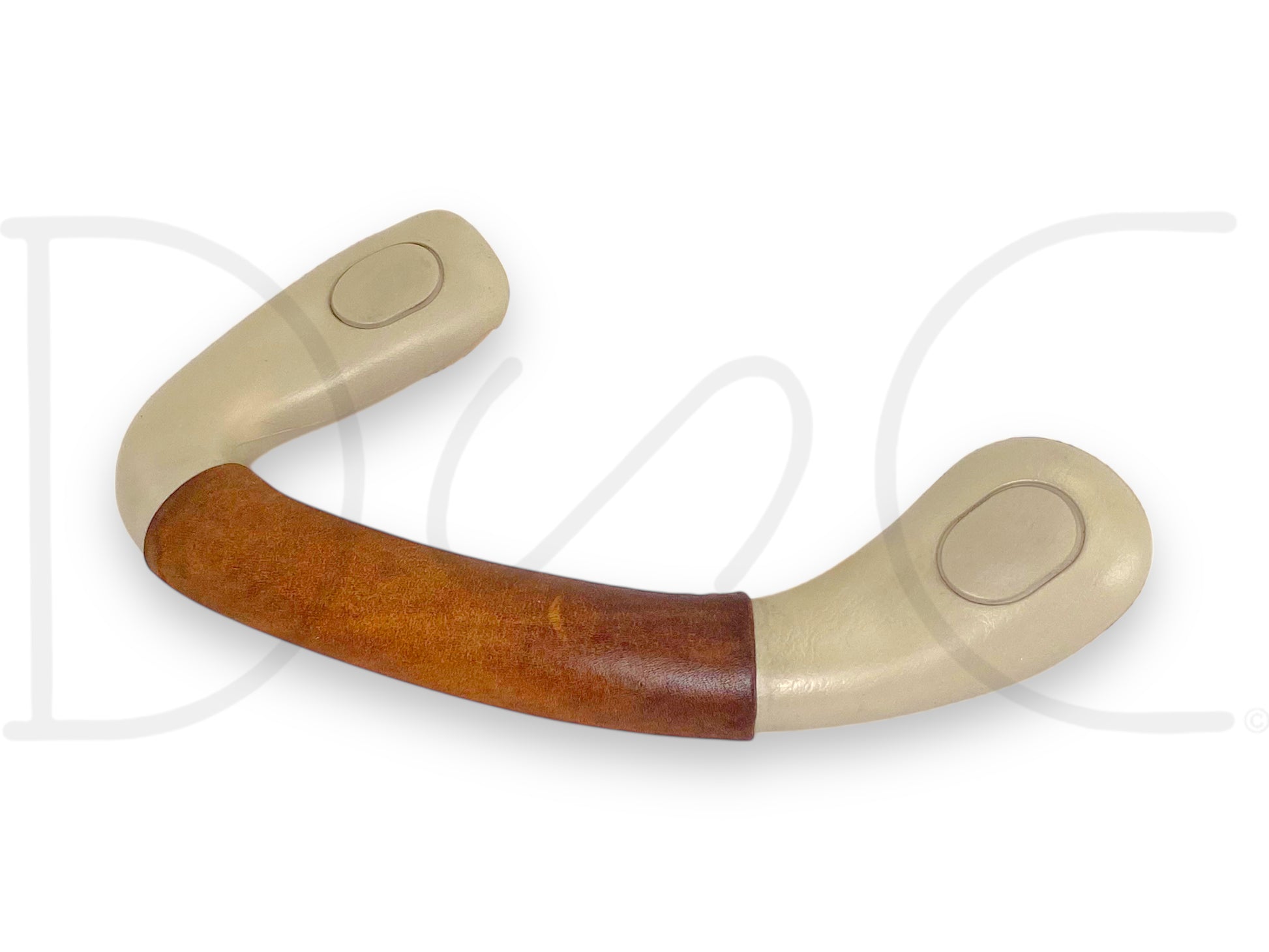 03-07 Ford F250 F350 King Ranch RH Right Pass. Rear Grab Handle Assist B Pillar in tan and brown, used with light wear, fits Ford Super Duty models 1999-2007.