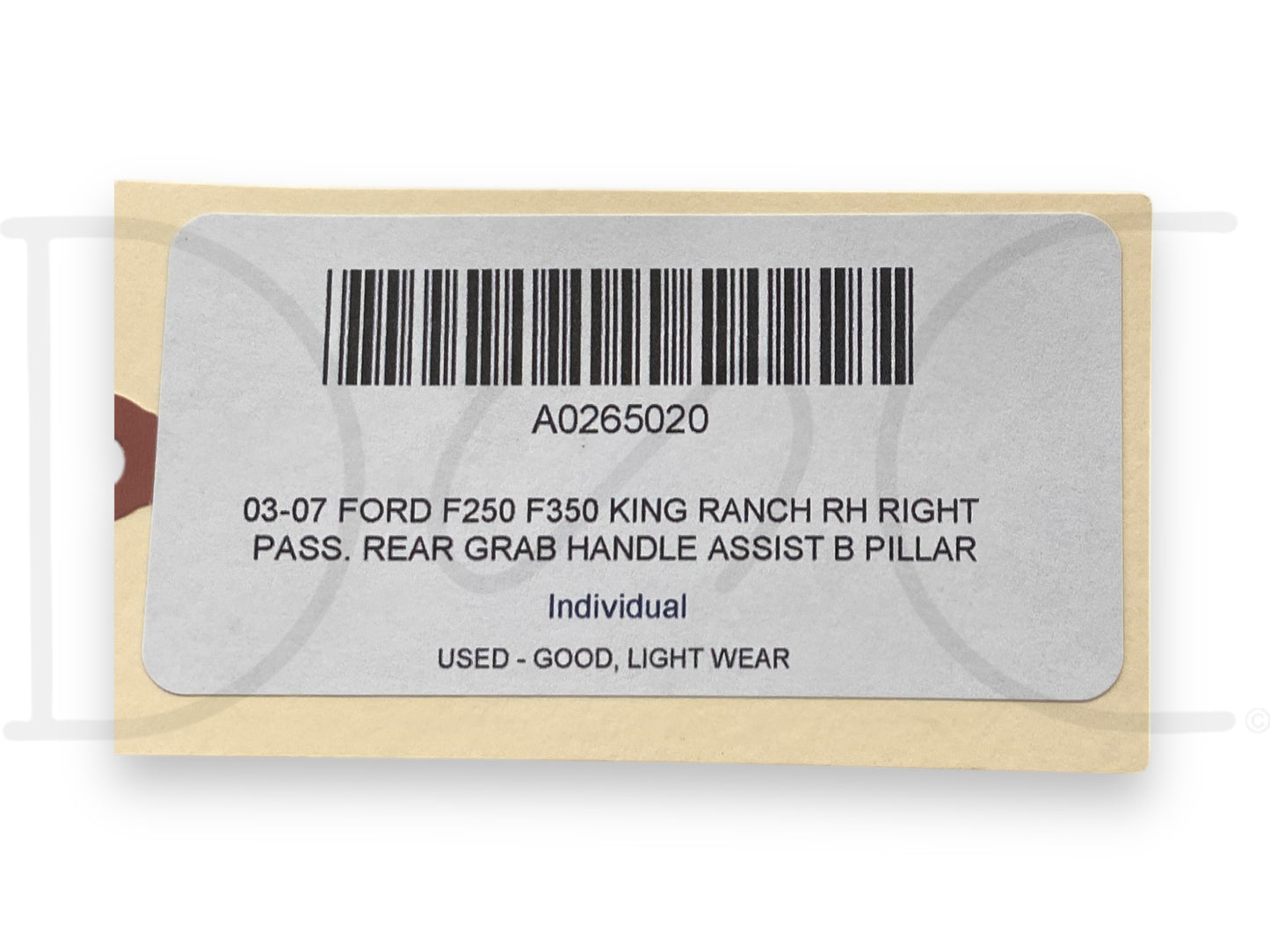 03-07 Ford F250 F350 King Ranch RH Right Pass. Rear Grab Handle Assist B Pillar