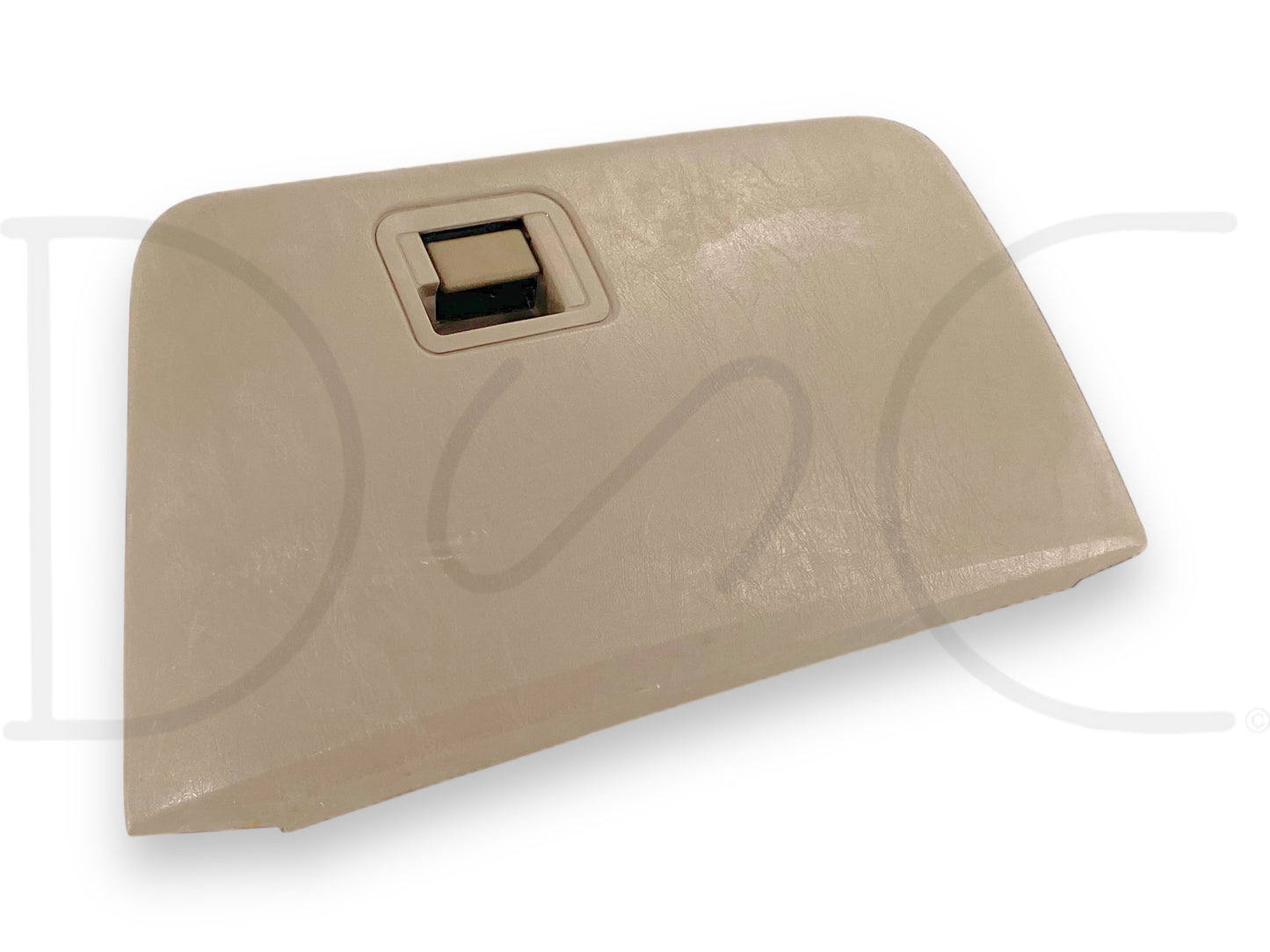 03-07 Ford F250 F350 Super Duty Tan Glove Box Storage Compartment in used good condition with light wear, suitable for 2003-2007 Ford Super Duty models.