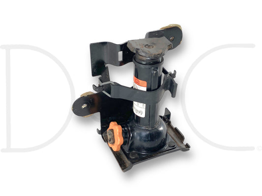 99-07 Ford F250 F350 Spare Tire Jack W/ Bracket OE 1U5A-17A078-BA, used condition with light wear, black metal jack assembly designed for Ford Super Duty trucks.