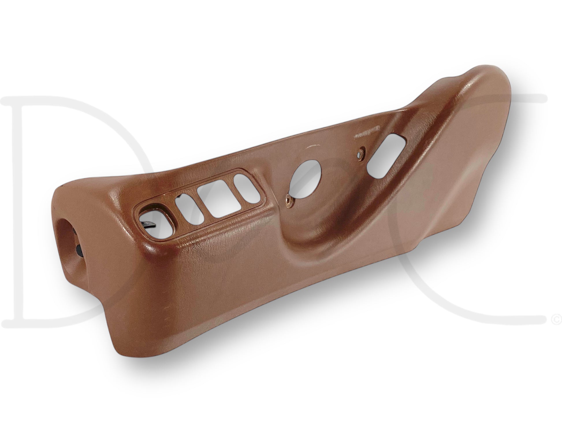 03-07 Ford F250 F350 King Ranch LH Left Driver Seat Side Trim Switch Bezel OE, used condition with light wear and small scratches, brown plastic trim piece for driver seat controls.