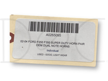 02-04 Ford F250 F350 Super Duty Horn Pair OEM Dual Note Horns