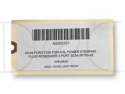 03-04 Ford F250 F350 6.0L Power Steering Fluid Reservoir 3 Port 3C34-3R700-Ae