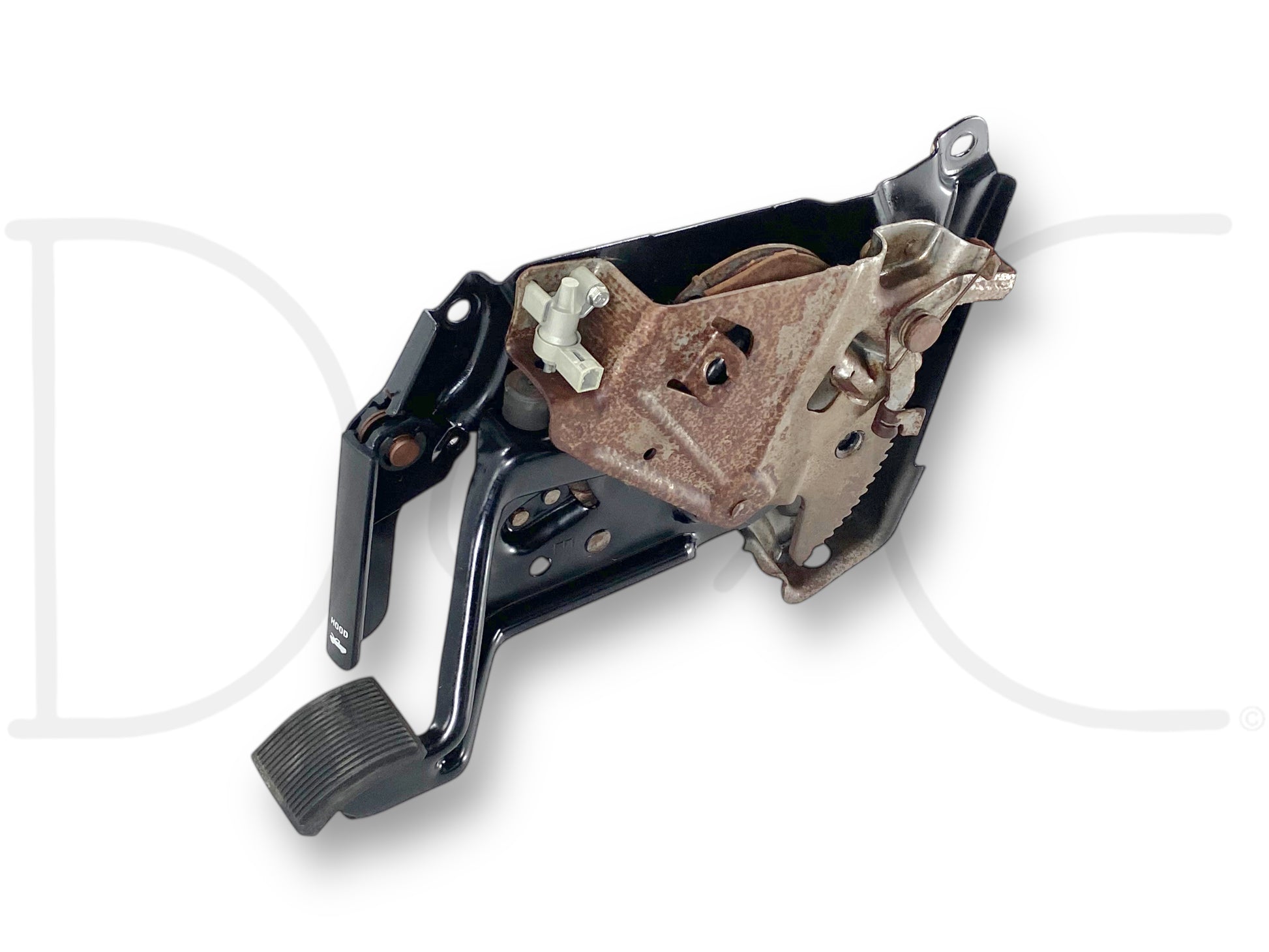 02-04 Ford F250 F350 Emergency Parking Brake Pedal Assembly Hood Release OEM used part with light wear, compatible with 2002-2004 Ford F-250 F-350 trucks.