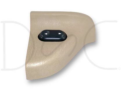 02-07 Ford F250 F350 Crew Cab LH Left Driver Rear Door Window Switch Tan OEM with black control button, used condition, light wear, compatible with Super Duty trucks.