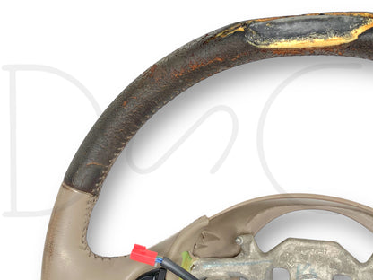 03-04 Ford F250 F350 King Ranch Steering Wheel W/ Cruise Tan Leather OE *Blem*