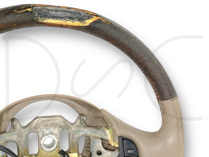 03-04 Ford F250 F350 King Ranch Steering Wheel W/ Cruise Tan Leather OE *Blem*