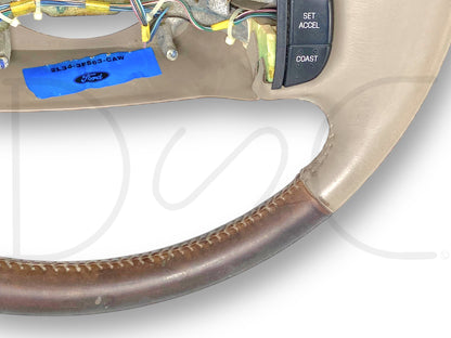03-04 Ford F250 F350 King Ranch Steering Wheel W/ Cruise Tan Leather OE *Blem*