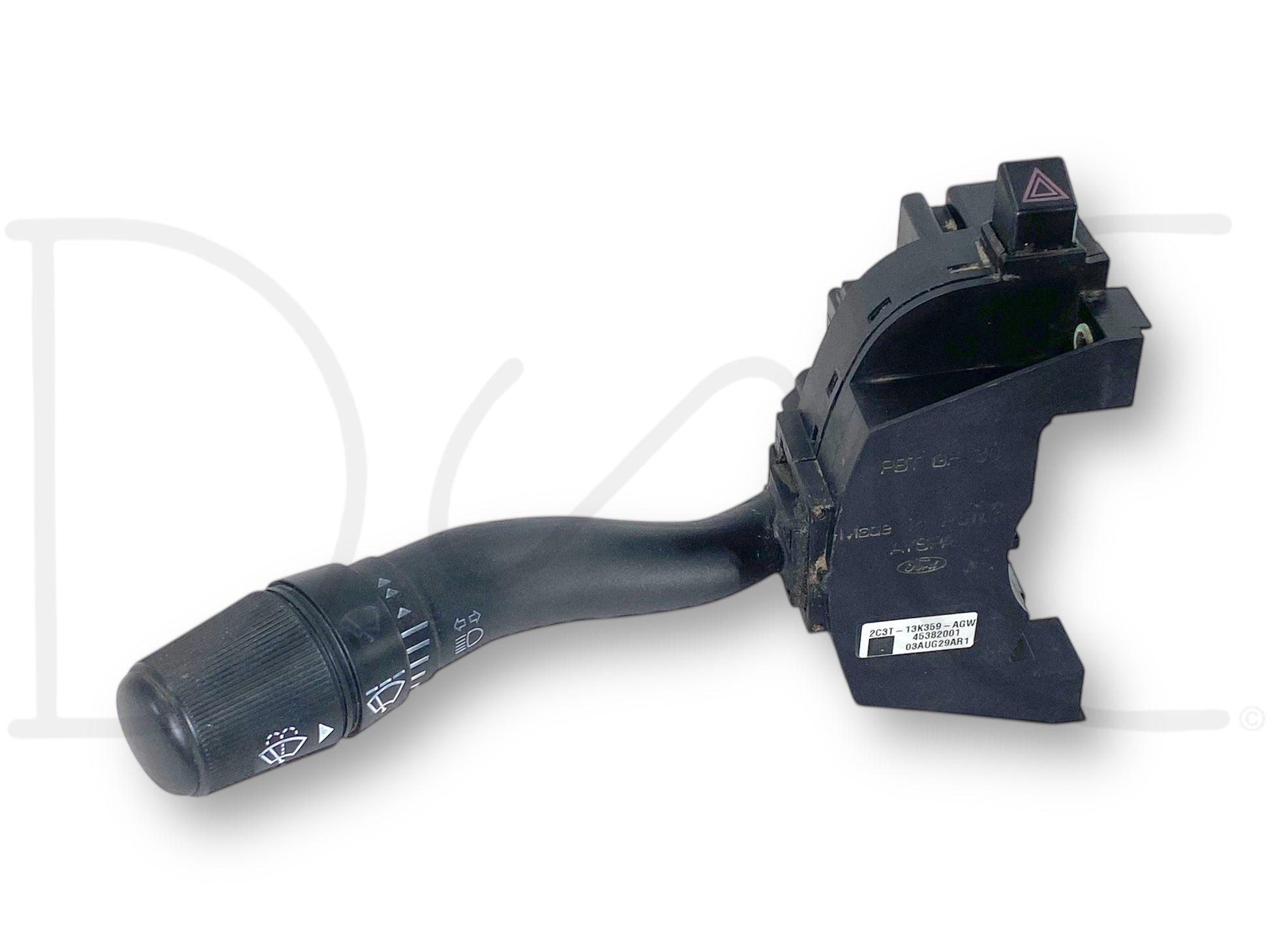 02-07 Ford F250 F350 Turn Signal Multifunction Wiper Switch OEM used part in good condition with light wear, compatible with 2002-2007 Ford F-250, F-350, F-450, and F-550 trucks.