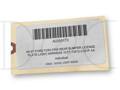 00-07 Ford F250 F350 Rear Bumper License Plate Light Harness 1C3T-13412-C321P Aa