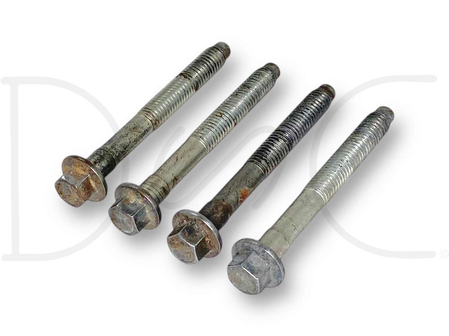 03-07 Ford F250 F350 6.0 6.0L Diesel Power Steering Pump Bolts Bolt Set [4] OE with used good condition, light wear, showing slight rust and discoloration on metal threads and heads.
