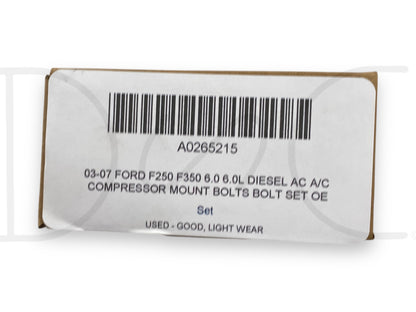 03-07 Ford F250 F350 6.0 6.0L Diesel Ac A/C Compressor Mount Bolts Bolt Set OE