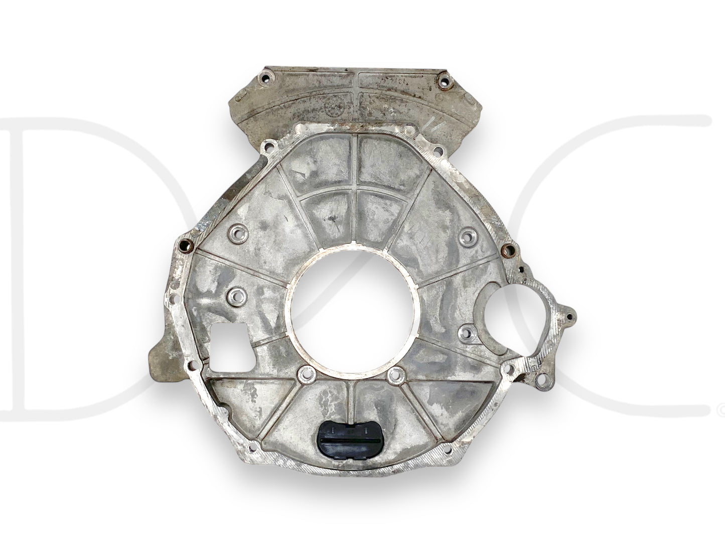03-10 Ford F250 F350 6.0 6.4 5R110 Auto Trans Rear Engine Adapter Plate OEM used in good condition with light wear, removed from a 2004 Ford F-250 King Ranch 6.0L Diesel 5R110 Automatic Transmission, compatible with 2003-2010 Ford F-250, F-350, F-450, and F-550 Super Duty trucks.