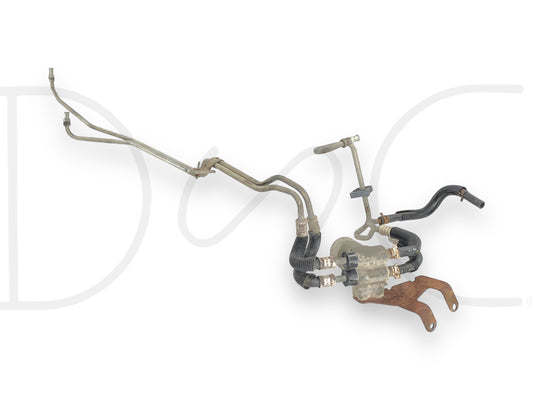 03-04 Ford F250 F350 6.0 6.0L 5R110 Auto Transmission Cooler Lines & Filter OE used with light wear, including metal tubing, rubber hoses, and a filter assembly for 2003-2004 Ford Super Duty trucks with 6.0L Powerstroke engines.