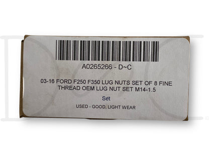 03-16 Ford F250 F350 Lug Nuts Set Of 8 Fine Thread OEM Lug Nut Set M14-1.5