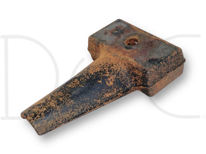 99-07 Ford F250 F350 OE Leaf Spring Spacer Lift Block 1-7/8" 2C34-5598-Aa made of metal with visible rust and wear, used condition, compatible with 1999-2007 Ford F-250 and F-350 trucks, designed for lifting and suspension adjustment on Super Duty vehicles.