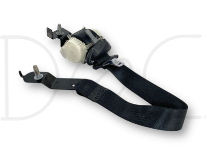 08-10 Ford F250 F350 Super Cab LH Left Driver Rear Seat Belt Seatbelt Black OE, used condition with light wear, compatible with 2008-2010 Ford F-250, F-350, F-450, F-550 trucks, includes mounting hardware and retractor assembly.