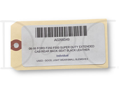 08-16 Ford F250 F350 Super Duty Extended Cab Rear Back Seat Black Leather