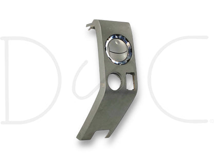 08-10 Ford F250 F350 LH Left Driver Dashboard Dash Trim Panel Air Vent Silver OE part with light wear and small scratches, compatible with 2008-2010 Ford F-250, F-350, F-450, and F-550 Super Duty trucks, featuring a chrome-ringed air vent.
