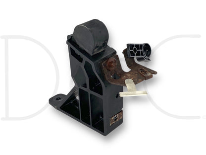 08-10 Ford F250 F350 LH Left Driver Hood Bumper Rest Stop Bracket 8C34-16G016-A, used with light wear, removed from a 2008 Ford F-350 XLT FX4 6.4L Powerstroke diesel truck, featuring durable black plastic and metal construction for Super Duty compatibility.