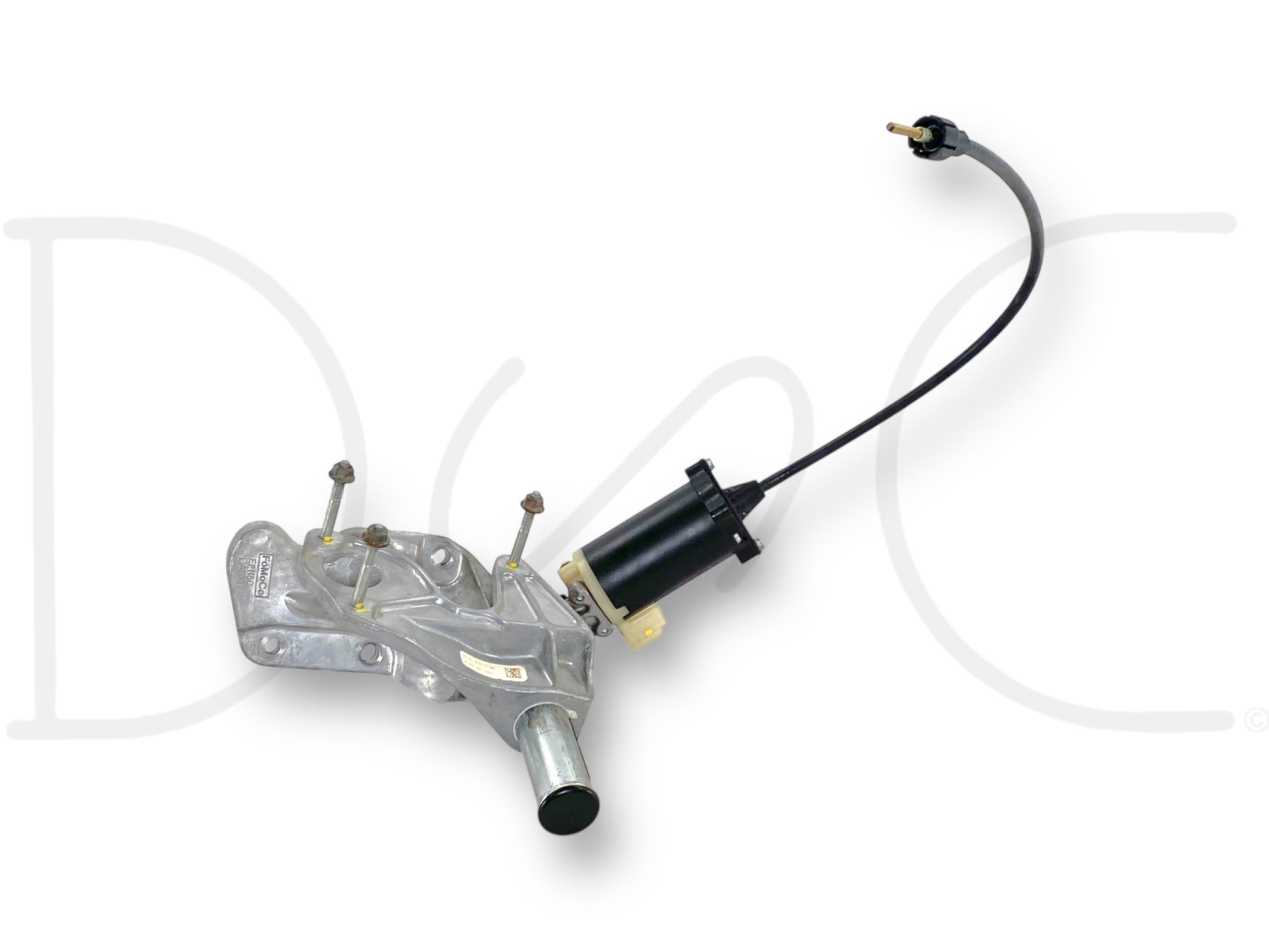 08-10 Ford F250 F350 Super Duty Power Adjustable Pedal Motor 8C34-9D823-Aa with metal mounting bracket and connected wiring harness, used automotive component compatible with Ford Super Duty trucks from 2002 to 2010, designed for powerstroke diesel models.