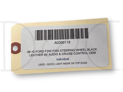 08-10 Ford F250 F350 Steering Wheel Black Leather W/ Audio & Cruise Control OEM