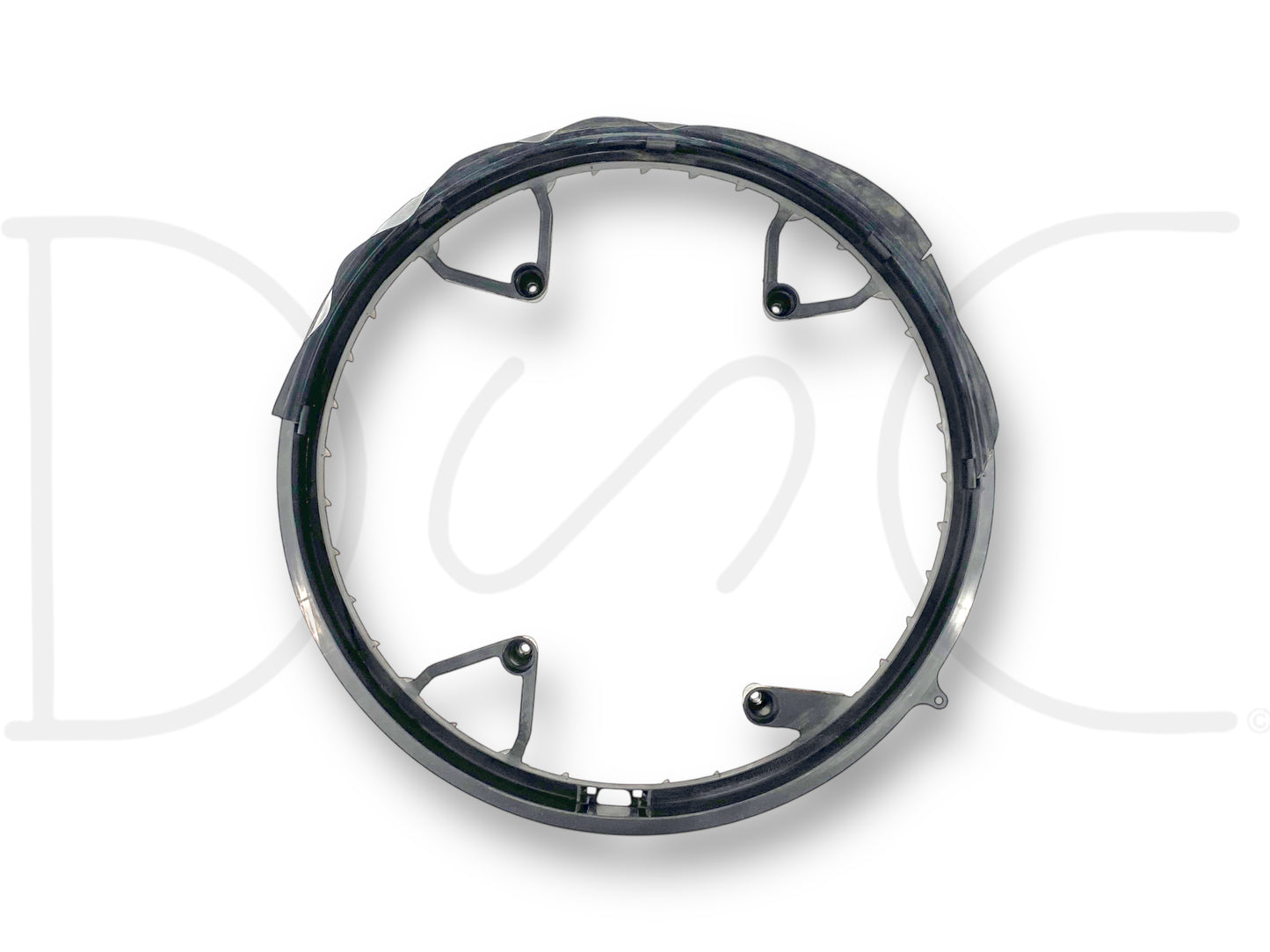 08-10 Ford F250 F350 6.4 6.4L Diesel Radiator Inner Fan Shroud [Part #] shown from a top-down view, black used part with light wear, compatible with Ford Super Duty models 2008-2010 diesel trucks, designed to fit 6.4L Powerstroke engines.