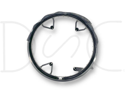08-10 Ford F250 F350 6.4 6.4L Diesel Radiator Inner Fan Shroud [Part #] shown from a top-down view, black used part with light wear, compatible with Ford Super Duty models 2008-2010 diesel trucks, designed to fit 6.4L Powerstroke engines.