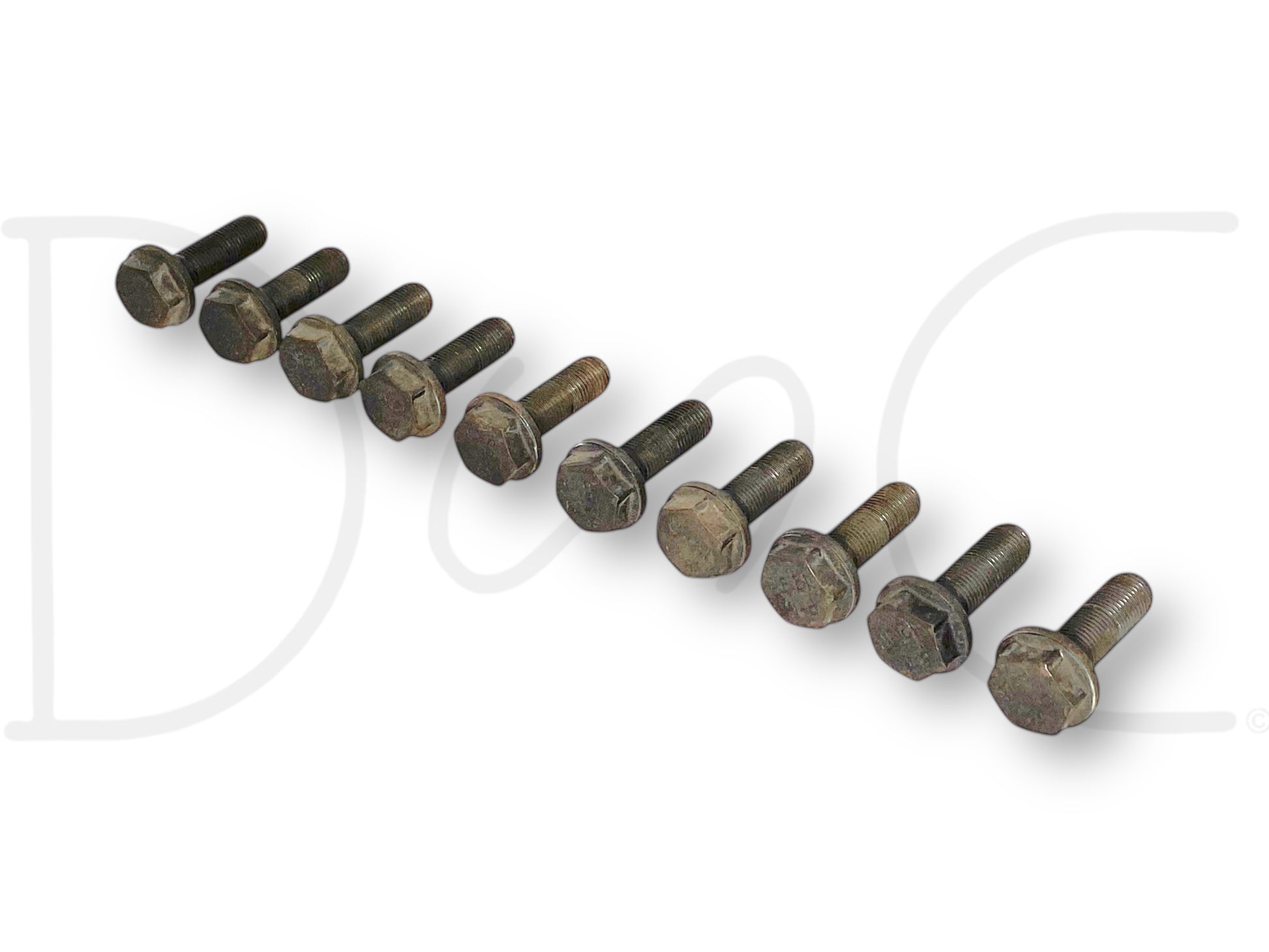08-10 Ford F250 F350 6.4 6.4L Diesel Flex Plate Flexplate Bolts Bolt Set (10), used with light wear, suitable for 2008-2010 Ford F-250, F-350, F-450, and F-550 models, compatible with 6.4L Powerstroke diesel engines.