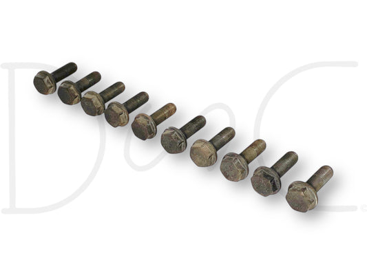 08-10 Ford F250 F350 6.4 6.4L Diesel Flex Plate Flexplate Bolts Bolt Set (10), used with light wear, suitable for 2008-2010 Ford F-250, F-350, F-450, and F-550 models, compatible with 6.4L Powerstroke diesel engines.