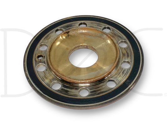 08-10 Ford F250 F350 6.4 6.4L Diesel Crank Flexplate Spacer Ring OEM showing a used, good condition metal spacer ring with light wear and multiple bolt holes, designed for diesel Super Duty trucks including Ford F-250 and F-350 models from 2008 to 2010.