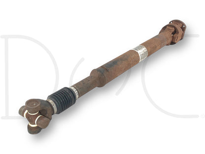 05-10 Ford F250 F350 5R110 Auto Trans 4WD 4X4 Front Driveshaft Drive Shaft OE, used condition with light wear, removed from a 2008 Ford F-350 XLT FX4 6.4L Diesel, designed for Super Duty 2005-2010 models, showing surface rust typical of a pre-owned genuine OE component.