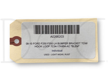 08-10 Ford F250 F350 LH Bumper Bracket Tow Hook Loop 7C34-17A954-AC *Blem*