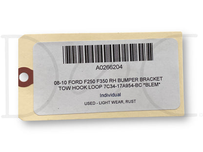 08-10 Ford F250 F350 RH Bumper Bracket Tow Hook Loop 7C34-17A954-Bc *Blem*
