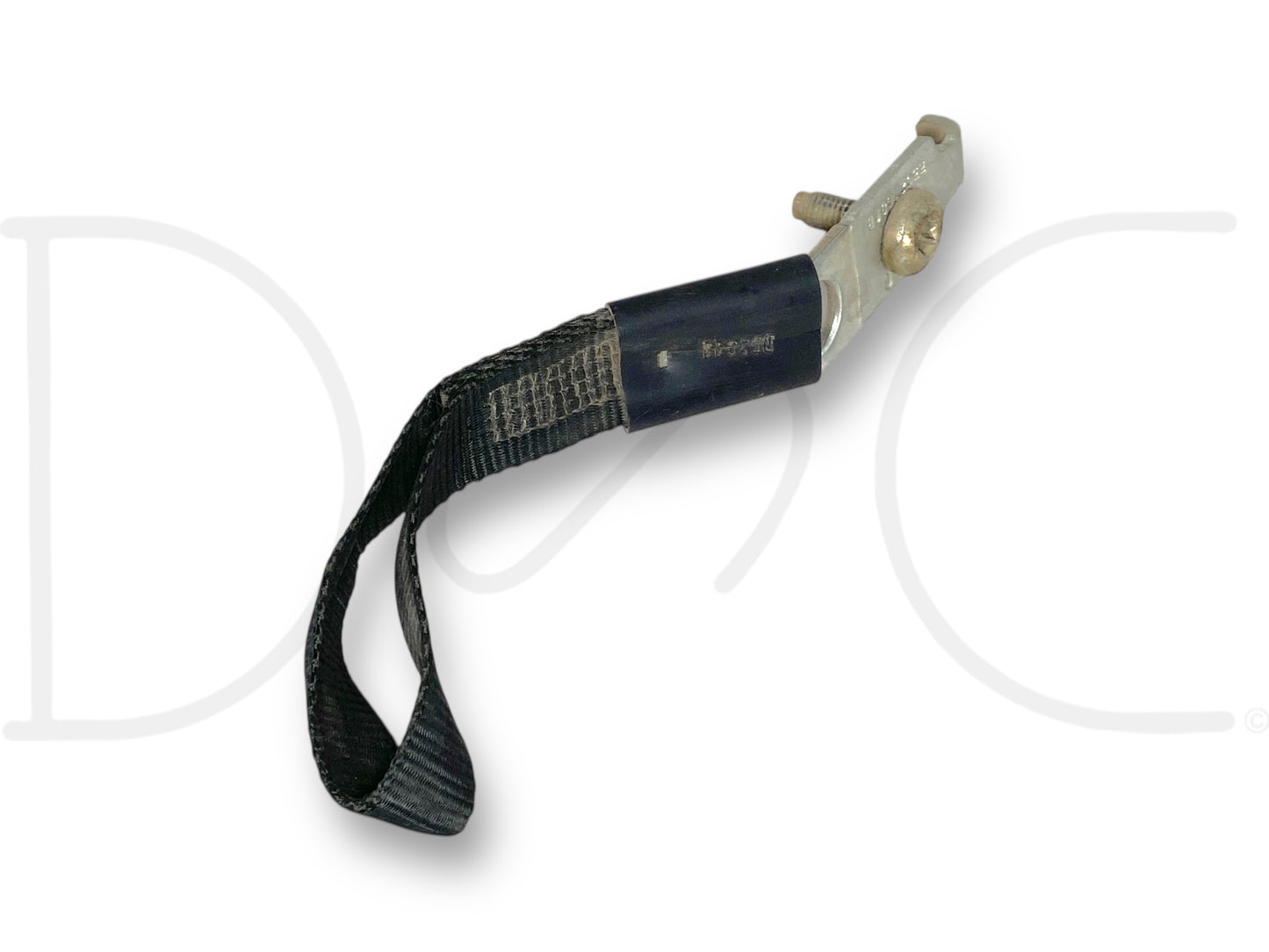 00-07 Ford F250 F350 Rear Cab Wall Car Seat Hook Strap Child Restraint Anchor made of black nylon strap with metal mounting bracket and bolt, used condition with light wear, compatible with 1999-2007 Ford F-250, F-350, F-450, F-550 trucks including 6.0 Powerstroke models.