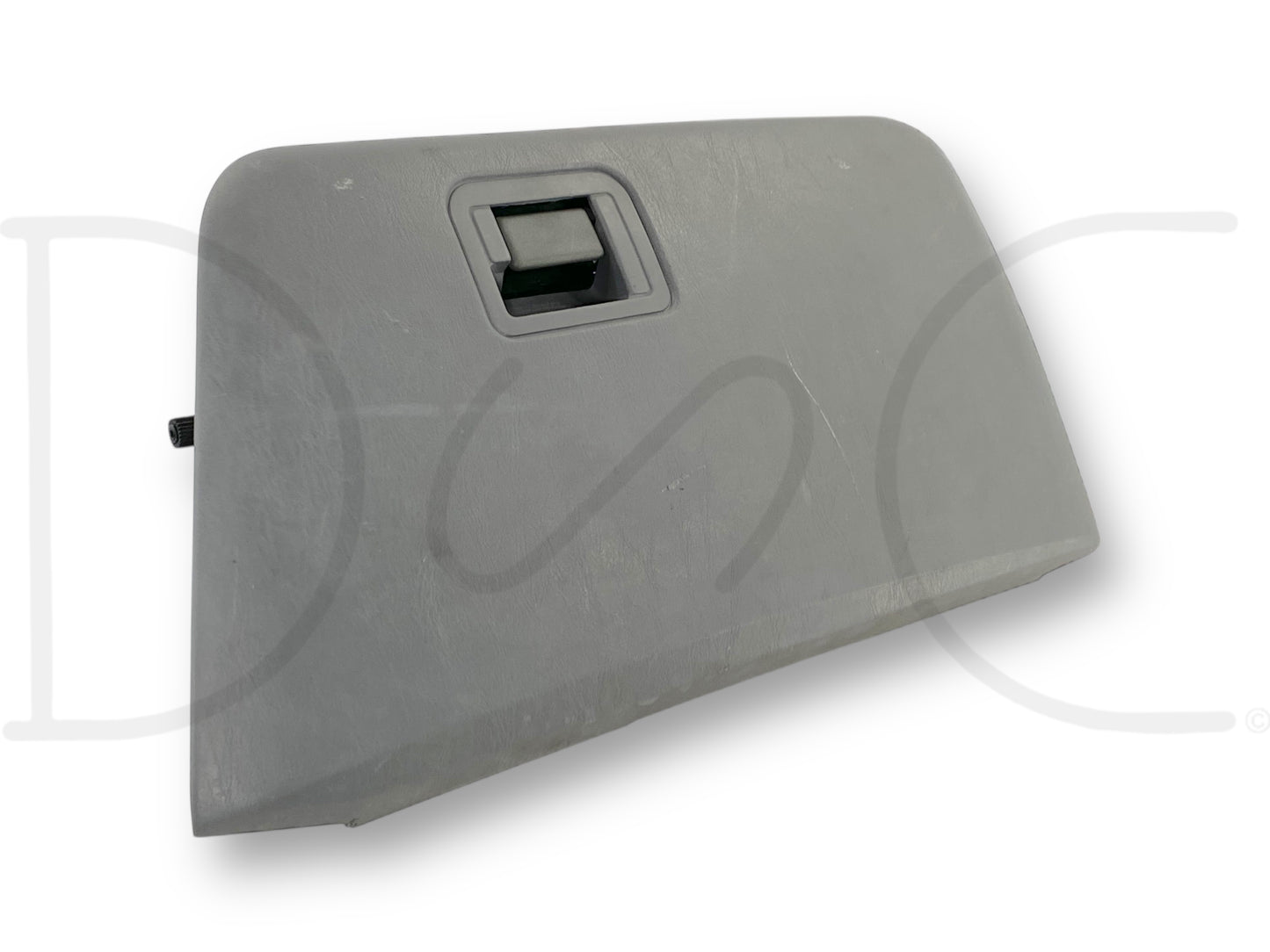 03-07 Ford F250 F350 Super Duty Gray Glove Box Storage Compartment *Blem* with light wear and scratches, designed for 2003-2007 Ford Super Duty trucks, compatible with 6.0L Powerstroke models, offering an OE quality interior storage solution.