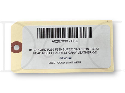 01-07 Ford F250 F350 Super Cab Front Seat Head Rest Headrest Gray Leather OE