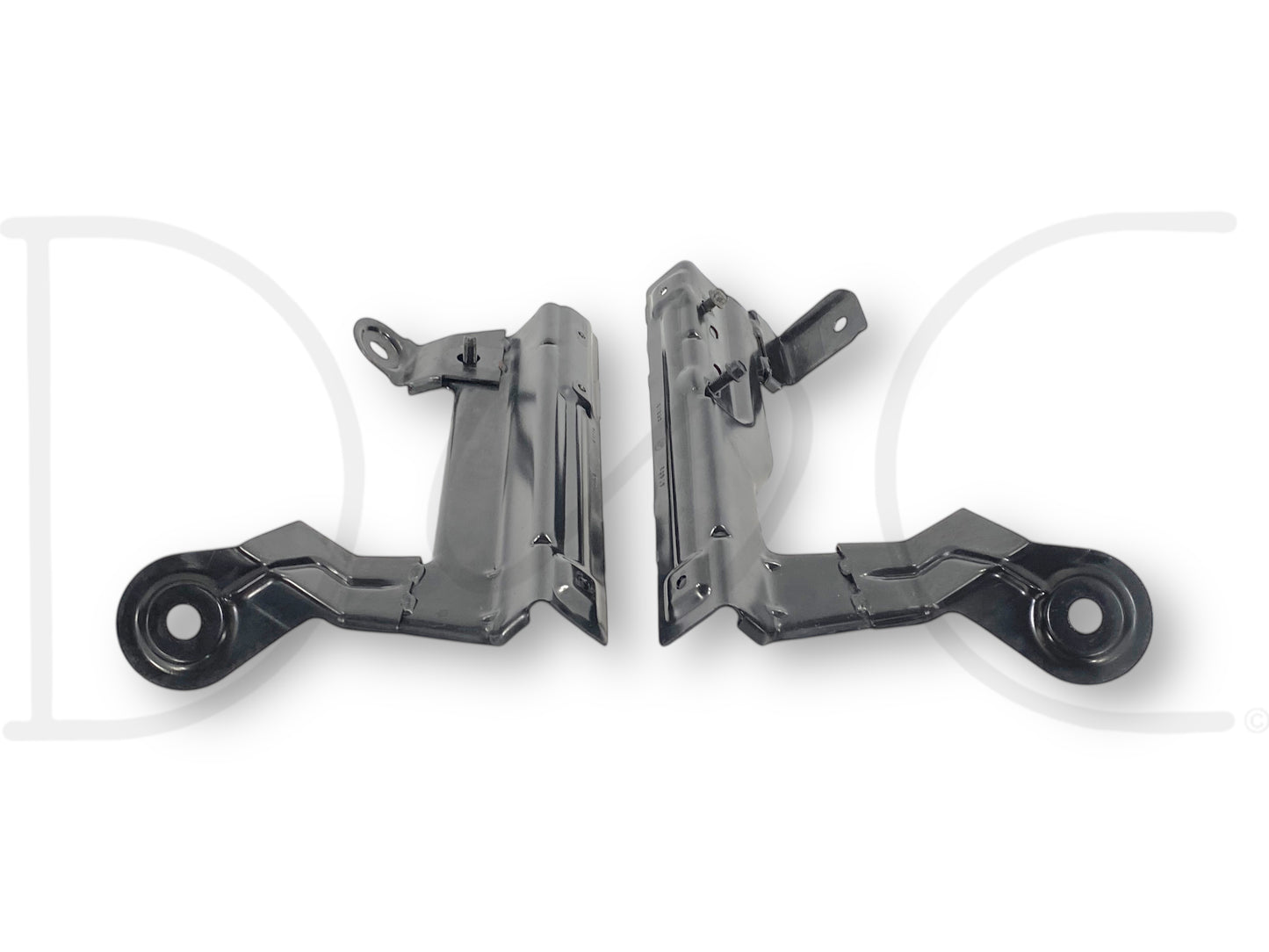 99-07 Ford F250 F350 Center Console Jump Seat Mount Bracket Base OEM pair of black metal brackets with mounting holes and tabs, used in good condition with light wear, compatible with Ford Super Duty trucks from 1999 to 2007 including 6.0L Powerstroke models.