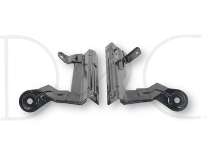99-07 Ford F250 F350 Center Console Jump Seat Mount Bracket Base OEM pair of black metal brackets with mounting holes and tabs, used in good condition with light wear, compatible with Ford Super Duty trucks from 1999 to 2007 including 6.0L Powerstroke models.