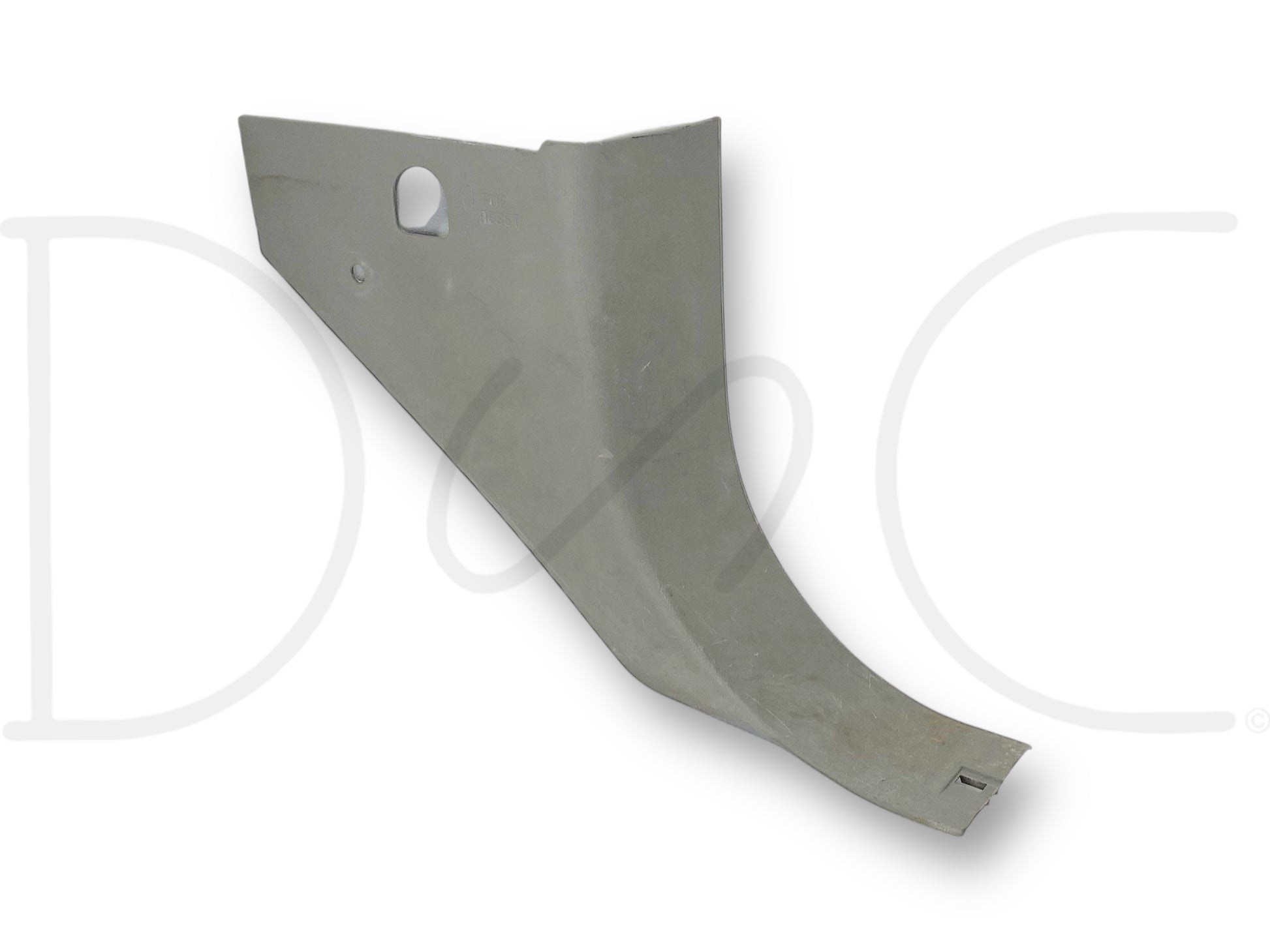 99-07 Ford F250 F350 RH Passenger Front Kick Panel Gray OEM, used with light wear and scratches, compatible with 6.0L Powerstroke models from 1999 to 2007, made from durable gray plastic designed for Super Duty trucks.
