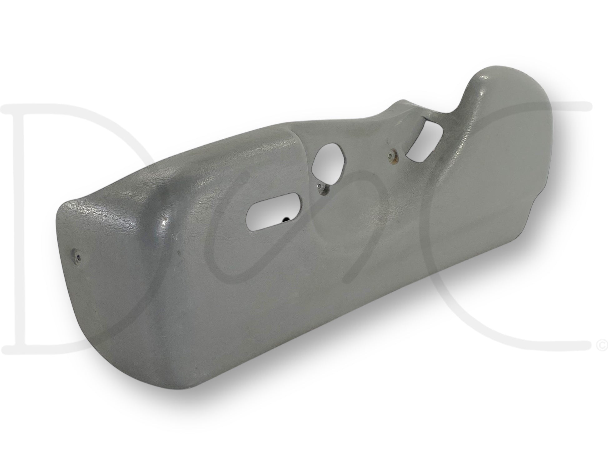 01-07 Ford F250 F350 Super Cab LH Left Driver Power Seat Side Trim Bezel Gray, used condition with light wear, compatible with 2001-2007 Ford Super Duty trucks including F-250, F-350, F-450, and F-550 models, designed for 6.0 Powerstroke engines.