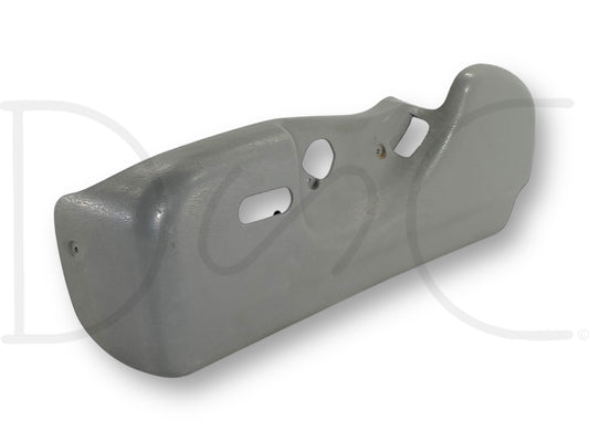 01-07 Ford F250 F350 Super Cab LH Left Driver Power Seat Side Trim Bezel Gray, used condition with light wear, compatible with 2001-2007 Ford Super Duty trucks including F-250, F-350, F-450, and F-550 models, designed for 6.0 Powerstroke engines.