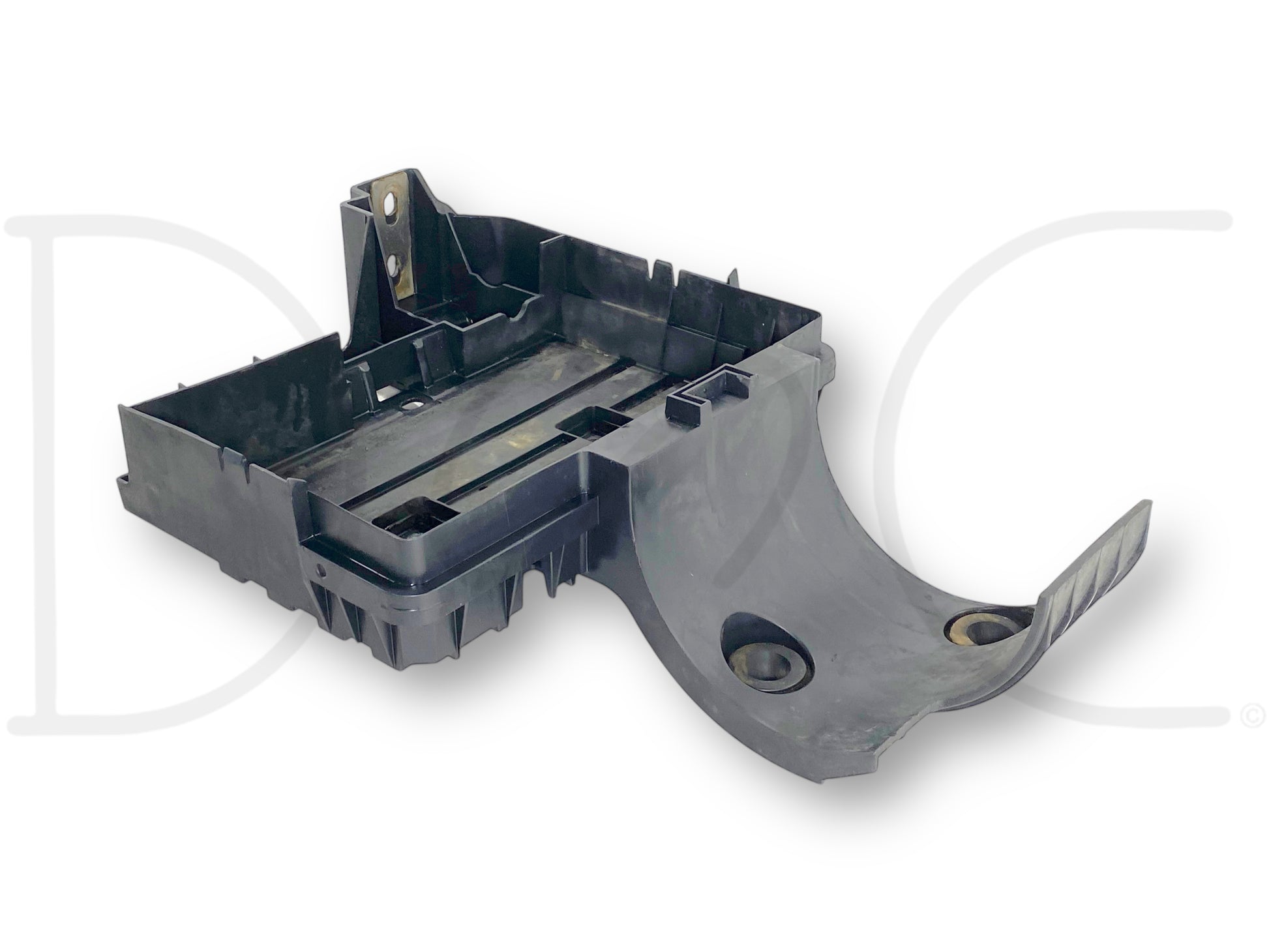 03-04 Ford F250 F350 Super Duty 6.0 6.0L Air Filter Bracket LH Battery Tray OE, used with light wear, black plastic construction, compatible with 2003-2004 Ford F-250, F-350, F-450, F-550 trucks, designed for reliable fitment in diesel 6.0 Powerstroke engines.