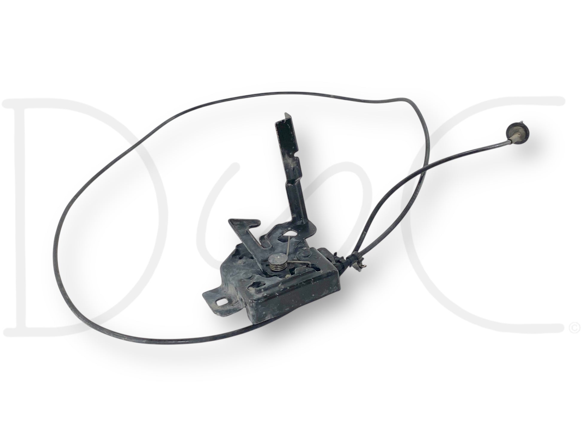99-07 Ford F250 F350 Front Hood Latch Catch Lock Release Cable Assembly OE, used condition with light wear, compatible with 1999-2007 Ford F-250, F-350, F-450, F-550 Super Duty trucks, designed for reliable hood release operation on diesel models including 6.0 Powerstroke engines.