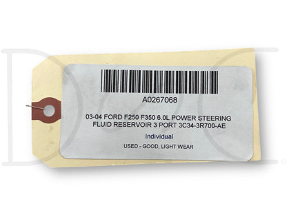 03-04 Ford F250 F350 6.0L Power Steering Fluid Reservoir 3 Port 3C34-3R700-Ae