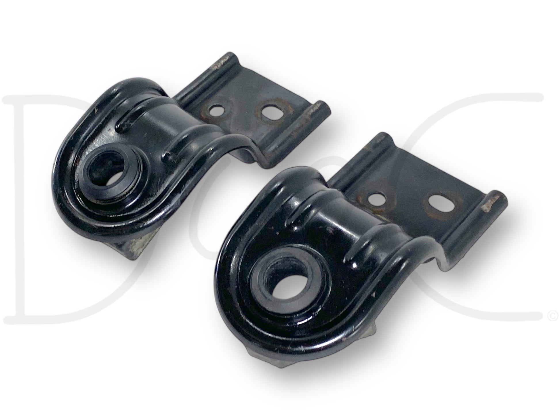 03-07 Ford F250 F350 Upper Radiator Mount Bracket Pair OE Brackets in used good condition with light wear, designed for 2003-2007 Ford Super Duty trucks including F-250, F-350, F-450, and F-550 models, compatible with 6.0 Powerstroke engines.