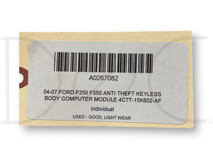 04-07 Ford F250 F350 Anti Theft Keyless Body Computer Module 4C7T-15K602-Af